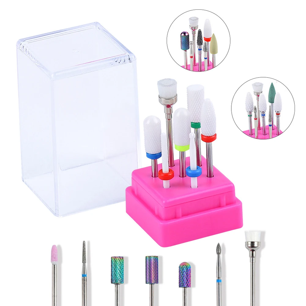 

Nail Drill Bit Set 7 Pcs Tungsten Carbide Mix Milling Cutter for Manicure 3/32" Cutters with Drill Bits File Holder Nail Art