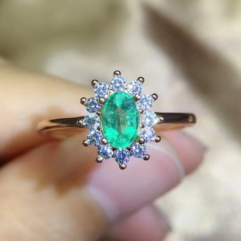 Натуральное Настоящее изумруд классическое кольцо Серебро 925 пробы 0.55ct драгоценный камень женские кольца хорошее ювелирное изделие Q911181