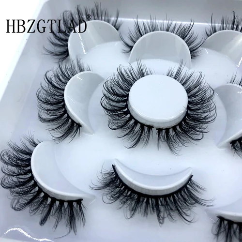 HBZGTLAD 천연 3D 인조 속눈썹, 가짜 속눈썹, 메이크업 키트, 밍크 속눈썹 연장, 밍크 속눈썹, 메이크업, 5 쌍, 8-25mm, 신제품 2