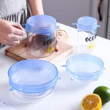 6/12 pces reutilizáveis fresco mantendo tampas de vedação compressão universal silicone estiramento tampas acessórios de cozinha uso para alimentos de cozinha