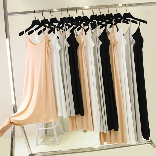 Spring Summer 2024 Woman Tank Dress Casual Modal Sexy Camisole Elastic Female Home Beach Dresses O-Neck Camis Sexy Dress 1