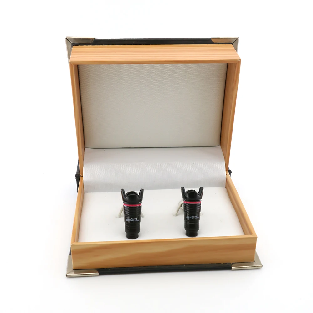 Одиночные линзы Reflex дизайн запонки для камеры для мужчин качество латунный материал черный цвет запонки оптом и в розницу