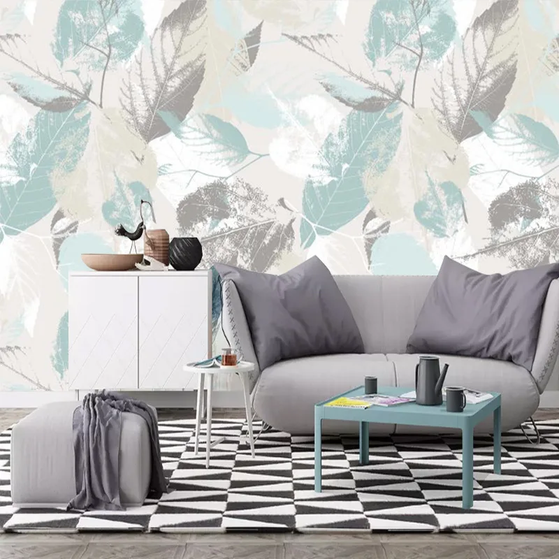

Nordic Wallpaper Creative Leaf Non-woven Wallpaper Simple Art Wallpaper TV Backdrop Customize the Murals
