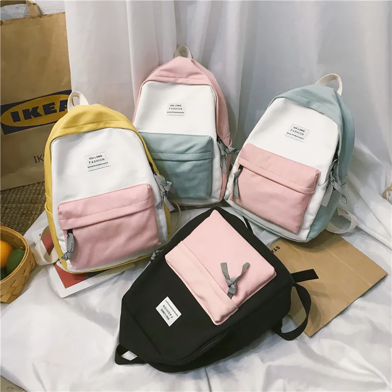 

2019 Fashion Girls Contrast Canvas Shoulder Bag