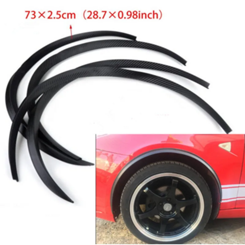 4pcs Car Arch Wheel Eyebrow Strip Fender Flares Protector Strip black Carbon fiberfender flares