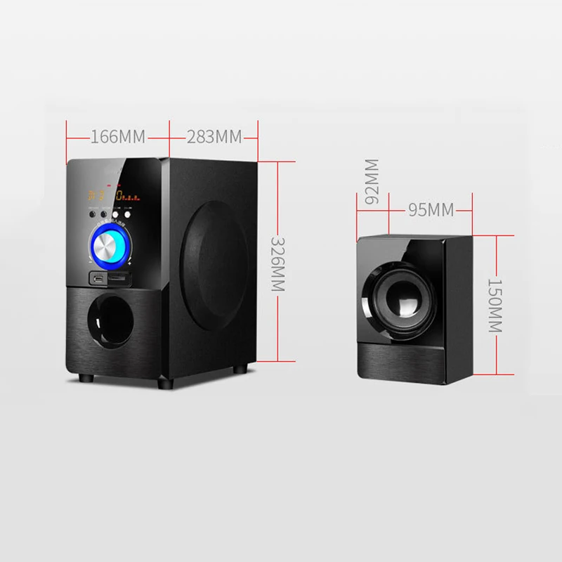 5.1 Channel Home Theater TV Speaker System, Bluetooth-compatibleUSBSDFM Radio Remote ，Subwoofer Wood Audio Speakers