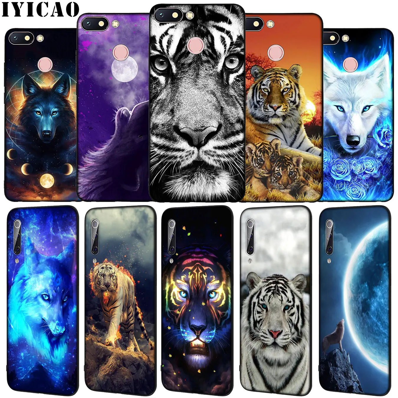 IYICAO Moon wolf Abstract tiger Soft Silicone Phone Case for Xiaomi Redmi Note 8 8T 8A 7 7A 6 6A 5 5A GO S2 K30 K20 Pro Cover | Мобильные