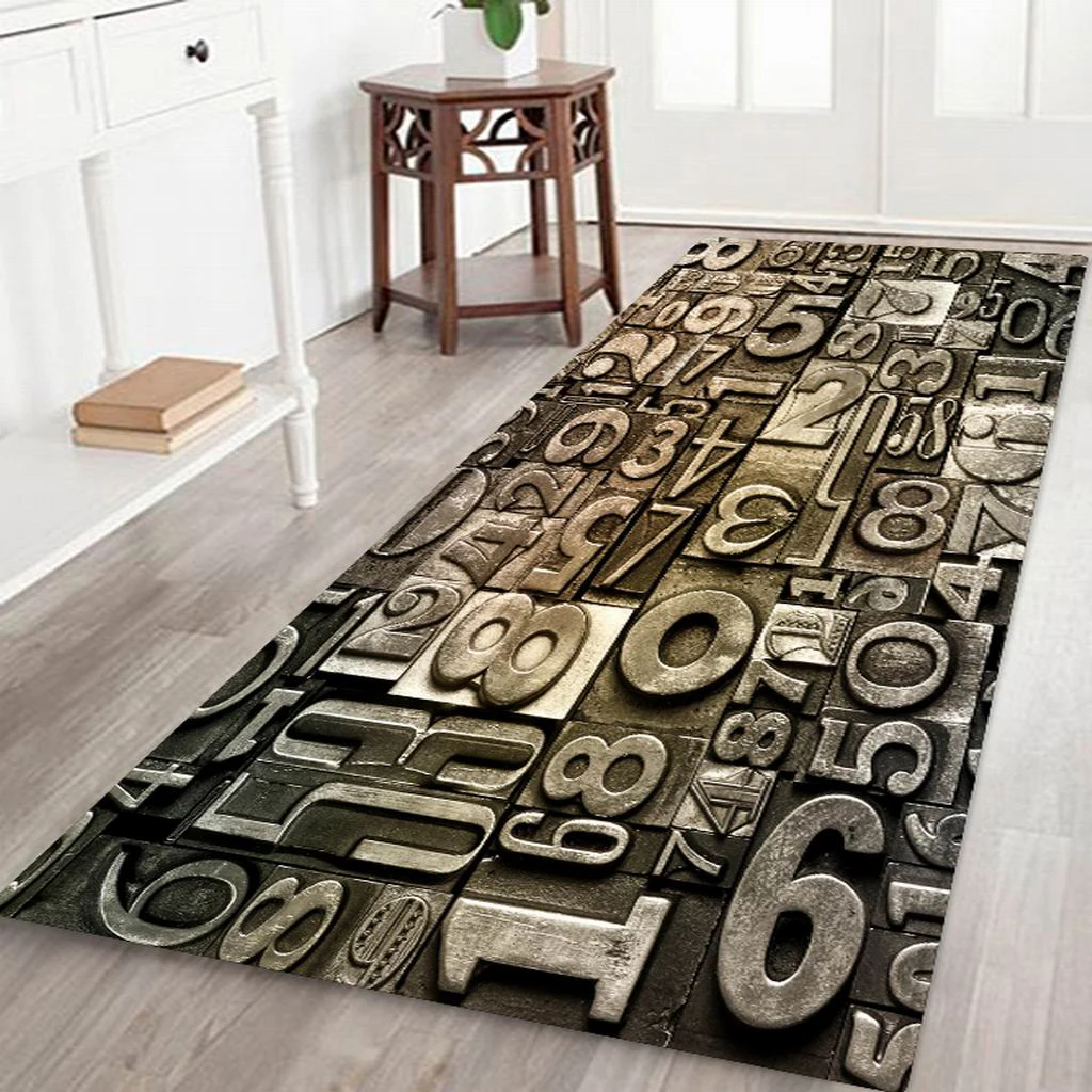 Kitchen Bathroom Floor Mat Rubber Backing Anti-slip Area Rug Carpet 3D Pattern