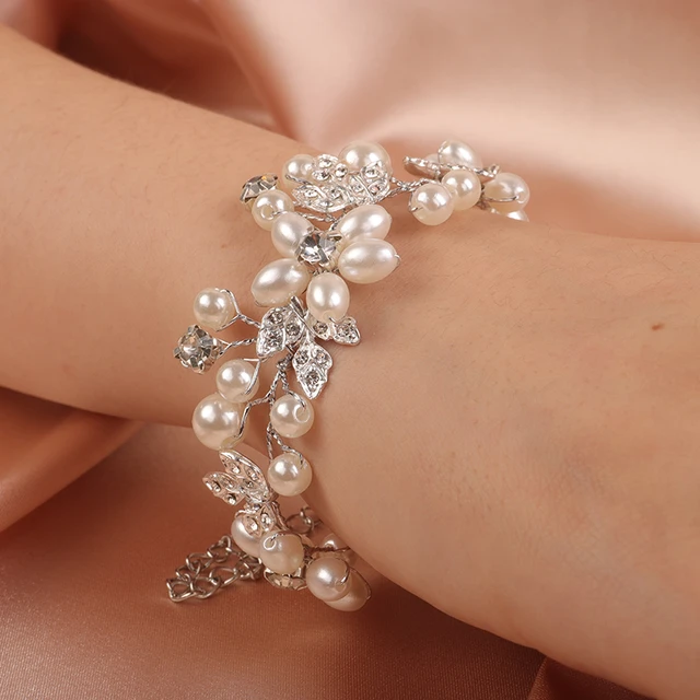 Bridal Bracelet Faux Pearl Rhinestone Decorative Bride Bracelet Wedding  Bangle - Walmart.com