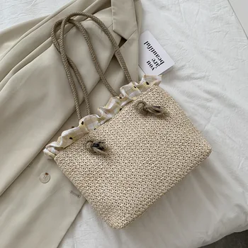 

Women's Bag Summer Small Bags Fashion Female Straw Square Bag Totes Cute Shoulder Hand Bag Casual Handbag Purse for Women Girl