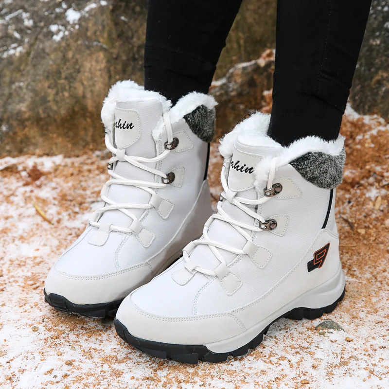 ADBOOV/уличные зимние ботинки; женская и мужская зимняя обувь с меховой подкладкой; водонепроницаемые меховые ботильоны унисекс размера плюс 35-46