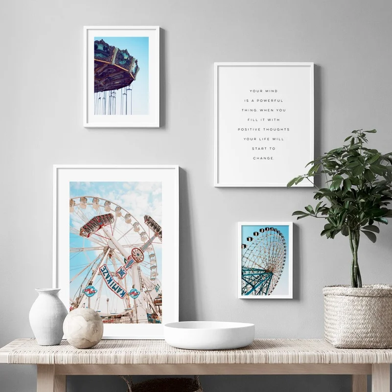 

Amusement park Ferris wheel Carousel Quote Wall Art Print Canvas Painting Nordic Posters And Prints Wall Picture For Living Room