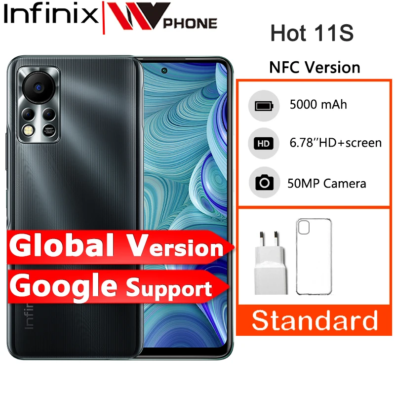 Global Version Infinix HOT 11S NFC 4GB 64GB 6.78" FHD Punching Display 5000mAh Battery Smartphone Helio G88 50MP AI Rear Camera |