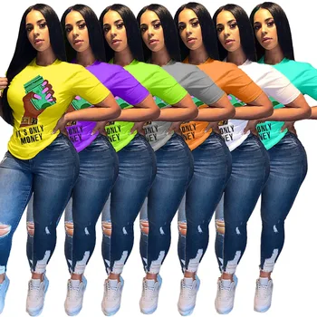 

It is Only Money Letter T Shirts Women Short Sleeve O Neck Plus Size Casual Tops Tee Shirts XXXL 4XL 5XL