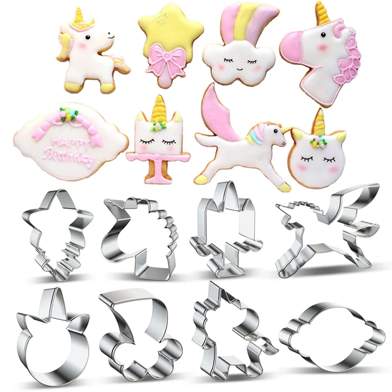 Stainless Steel Unicorn Cookie Cutter Candy Biscuit Mold Cake Pastry Fondant Mould Stamps Cutter Cake Decorating Tools cookie cutter baking mold cookie mould baking decorating tools pastry cutter