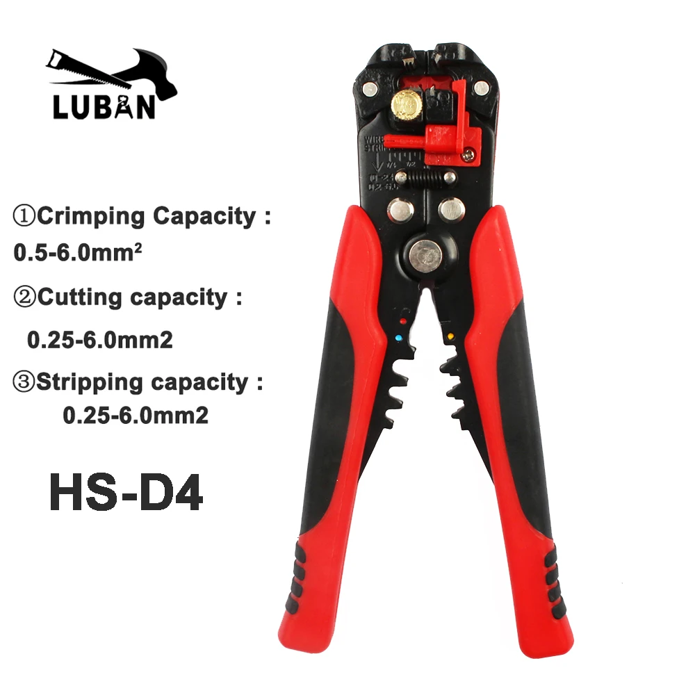 HS-D1 AWG24-10 (0.2-6.0mm2 ) Multifunctional automatic stripping pliers Cable wire Stripping Crimping tools Cutting cutter block plane Hand Tools