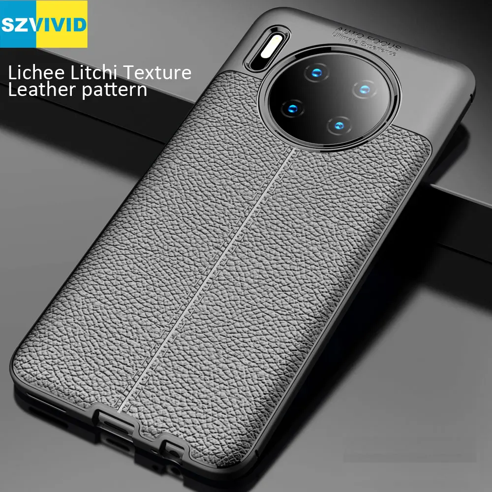 

Leather Lichee Litchi Pattern Case For Huawei Mate 30 Pro Lite Soft TPU Silicone Back Cover
