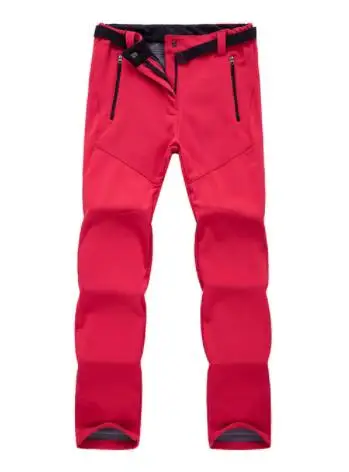 Женские плотные теплые флисовые штаны для рыбалки, кемпинга, походов, катания на лыжах, водонепроницаемые ветрозащитные штаны, новые штаны для улицы - Цвет: Red