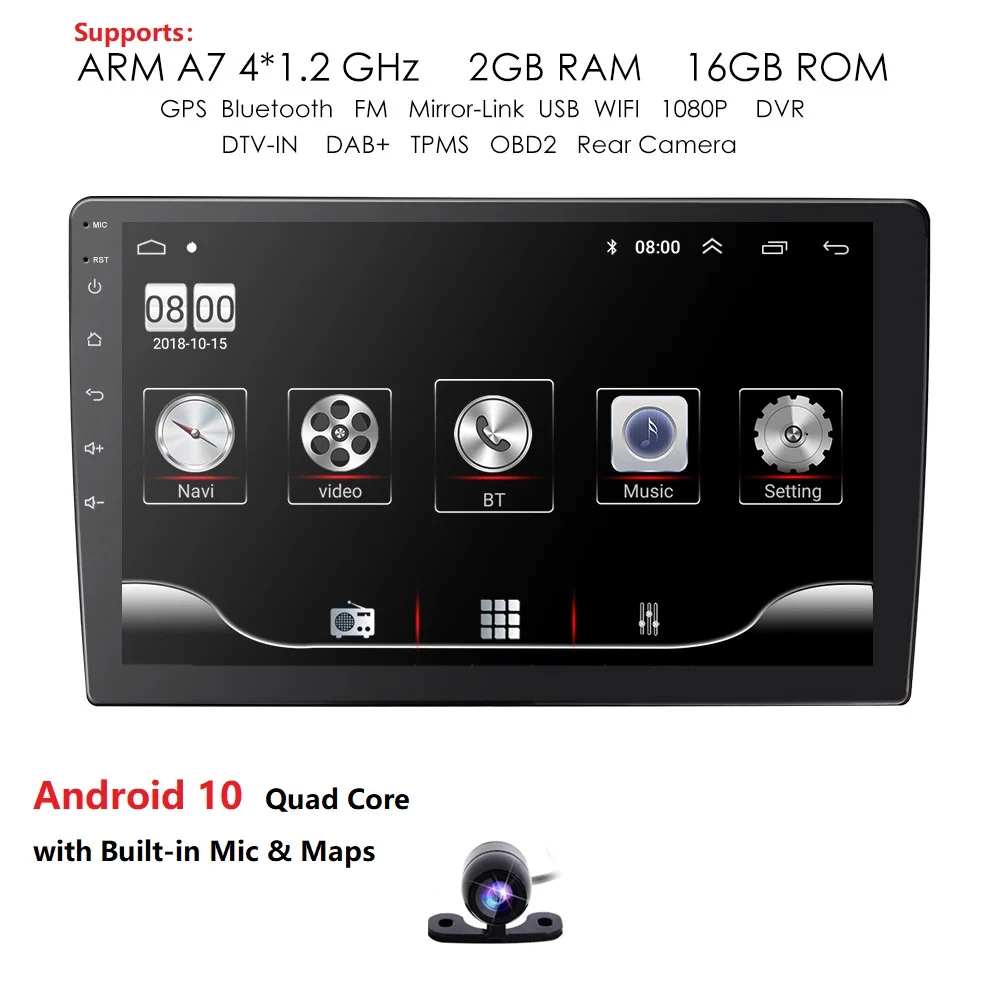 

9 Inch Android 9.0 Universal Car Radio 2din android Car Radio DVD Player GPS NAVIGATION WIFI Bluetooth MP5 Player Rear Camera 4G