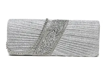 

Evening Clutch Bag Dinner Elegant Exquisite Fashion Handbags Silver Womens Bag Ladies Rhinestone Purse Sac Femme Bags AE50EB
