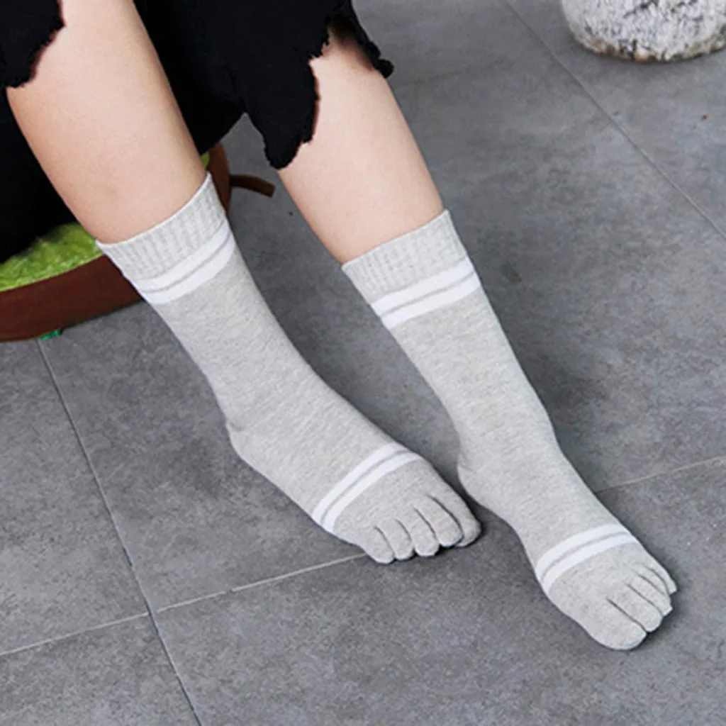 

Women Five Finger Toe Socks Ankle-High stripe Print Multicolor Autumn Winter warm Five Finger Socks Warmer Funny Socks meias new