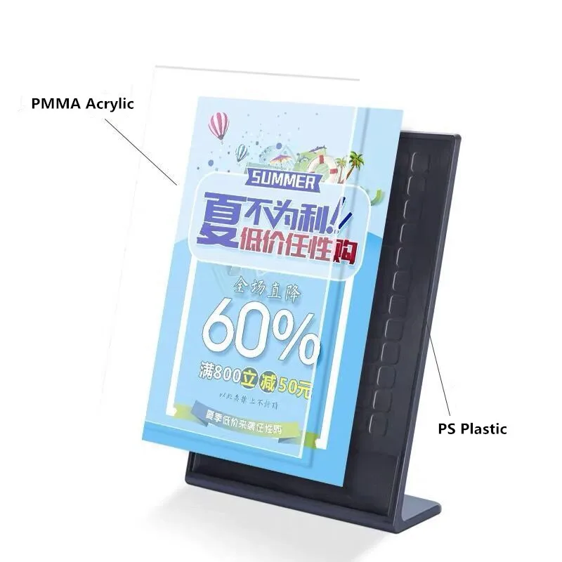 A6 Plastic QR Code Display Stand Counter Top Sign Holder Stand Menu Paper Holder Frame