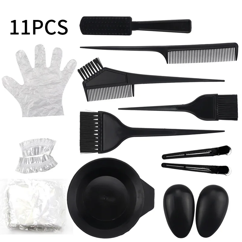 Description Picture 3 of item11pcs/set Hair Color Mixing Dye Kit Hair Clips Dyeing Brushes Tint Comb Mixing Bowl Ear Covers Gloves Hair Styling Accessories