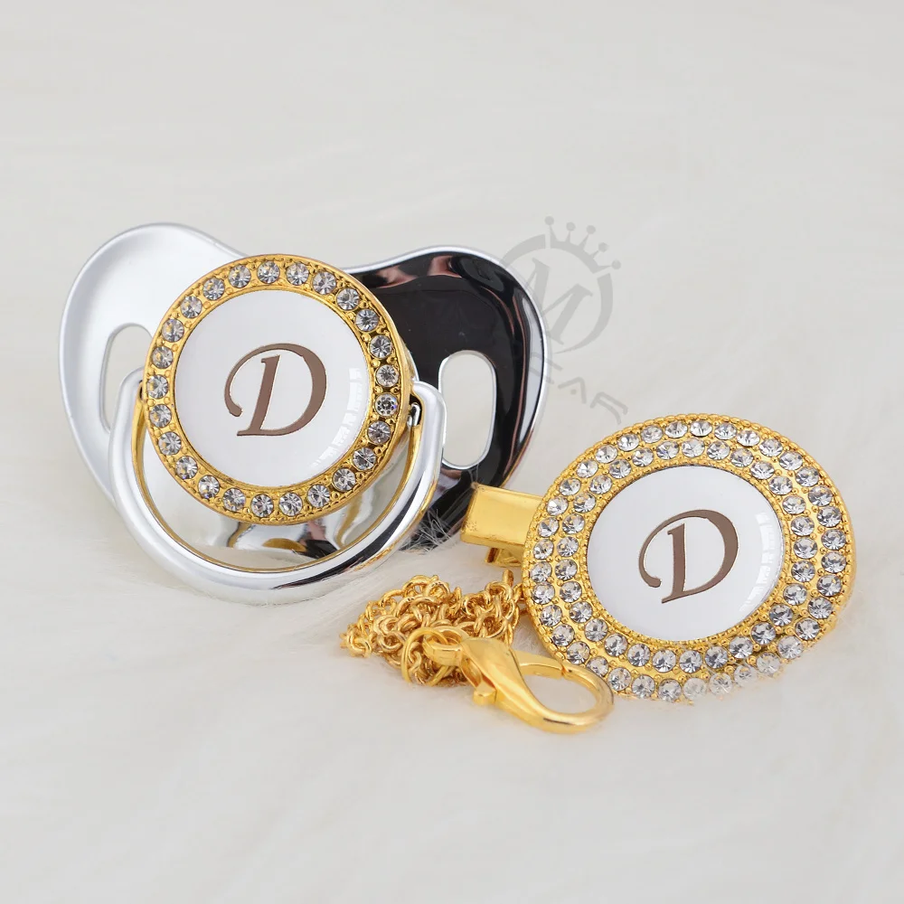 BLING name инициалы буквы D прекрасный bling соска и соска клип набор BPA бесплатно пустышка bling уникальный дизайн LD-W