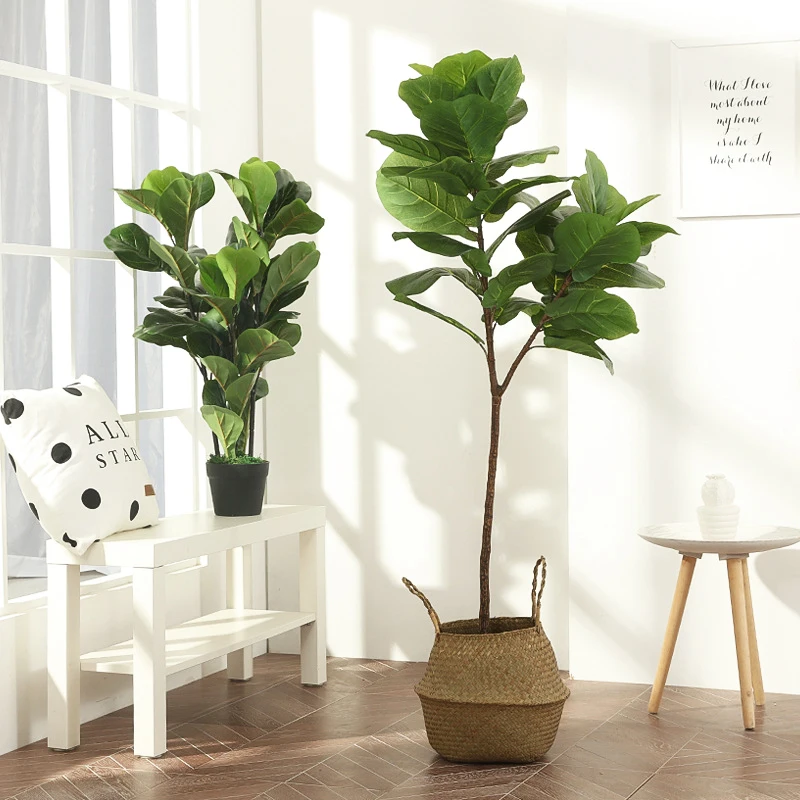 

60-122cm Large Artificial Plants Tropical Tall Banyan Tree Fake Palm Tree Branch Real Touch Plastic Leaves For Home Garden Decor
