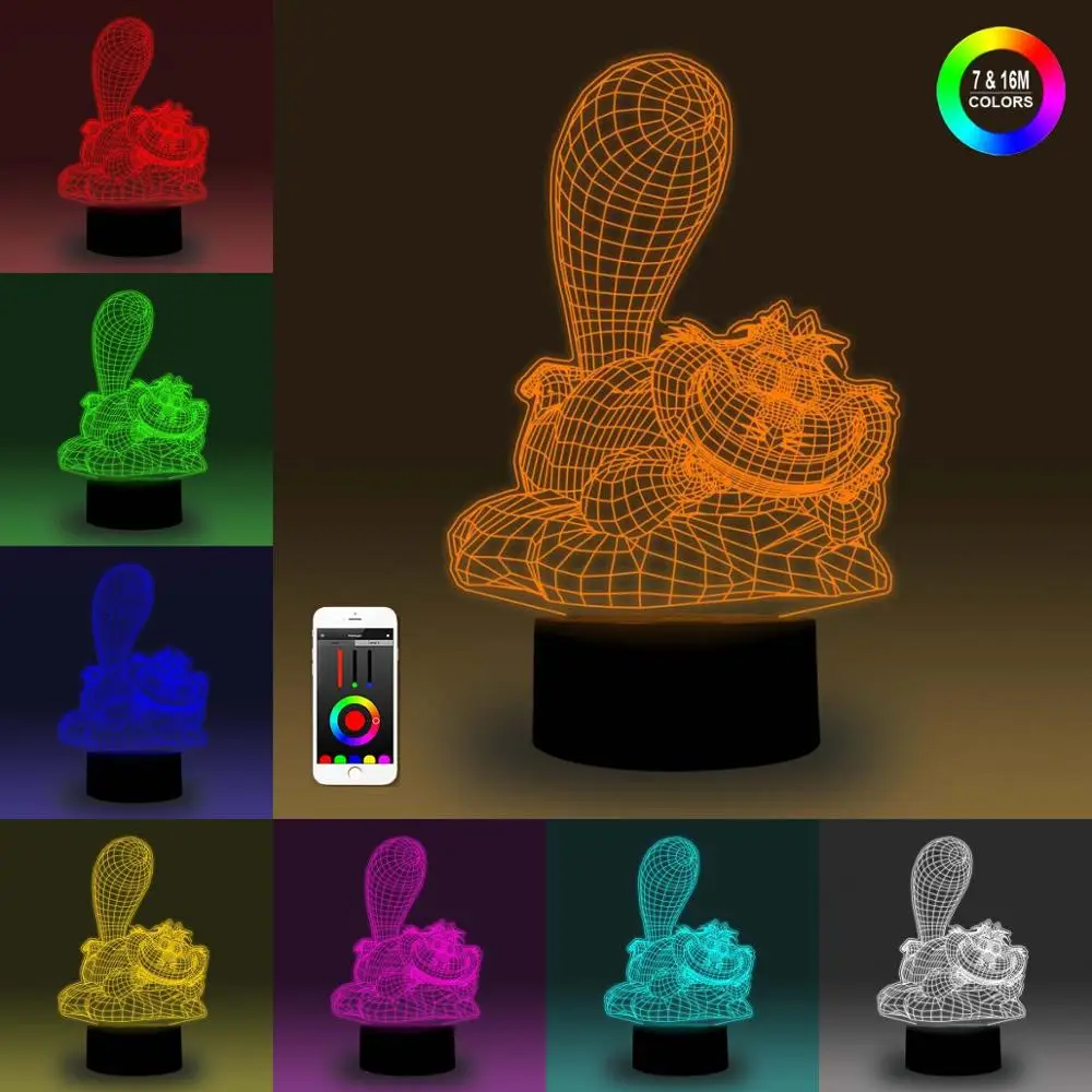 NiteApps 3D Гарфилд Чеширский кот ночник стол Иллюзия украшение лампа подарок на день рождения приложение/сенсорный контроль