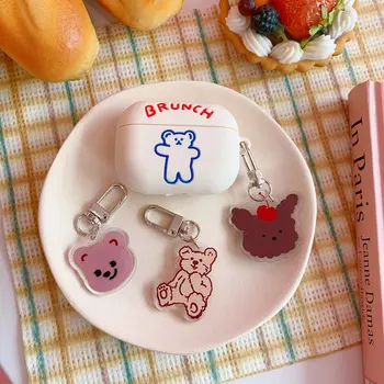 

Cute Korea Bear Pendant for AirPods 1/2 AirPods Pro Wireless bluetooth Ornament keyring headphone Bag car KeyChain Pendant