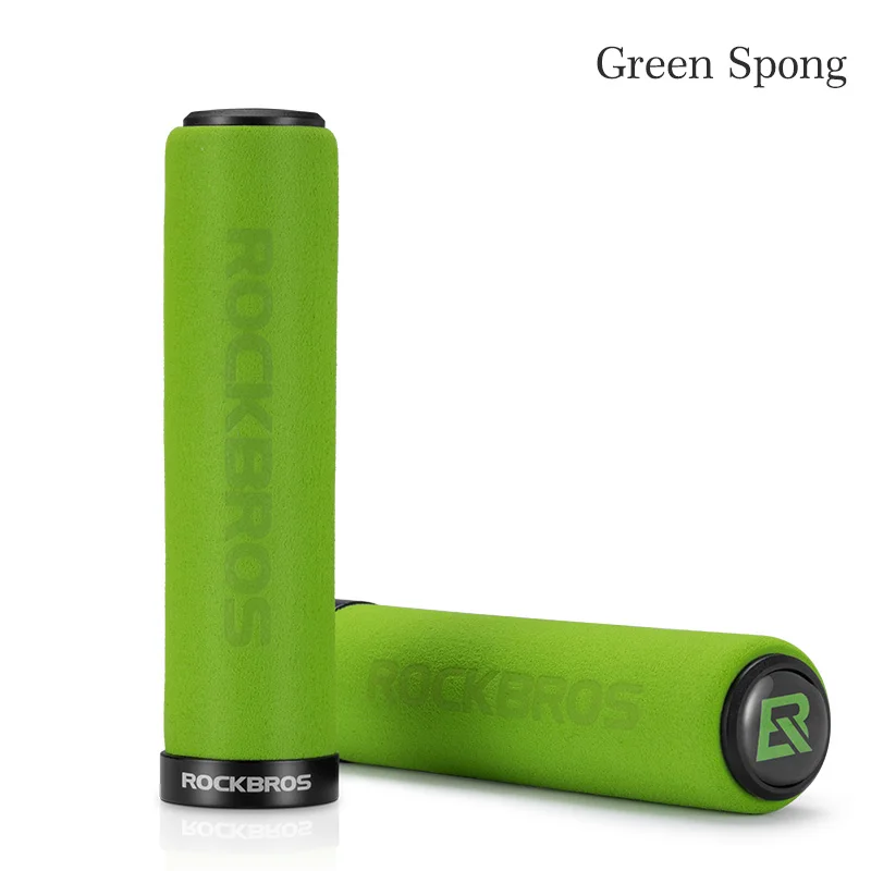 Green Spong ROCKBROS Упоры для рук на руль велосипеда MTB силиконовые губчатые накладки на ручки противоскользящие амортизирующие мягкие ручки для велосипедного руля Ultraight велосипедный руль - Цвет: Green Spong