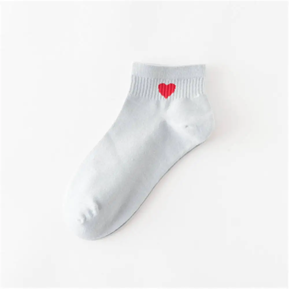 Silver Side Ankle Halajuku красные сердца милые колледжа Ветер простые базовые свежие женские носки - Цвет: Silver Side Ankle