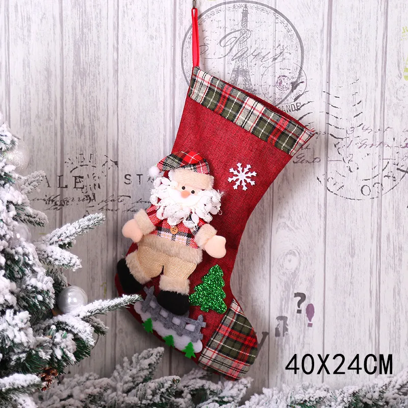 style 1-1-Santa Подарочный Рождественский чулок сумки рождественские украшения для дома год подарки сумка с утолщённой меховой опушкой, хороший носки натальное дерево украшения Подарки - Цвет: style 1-1-Santa
