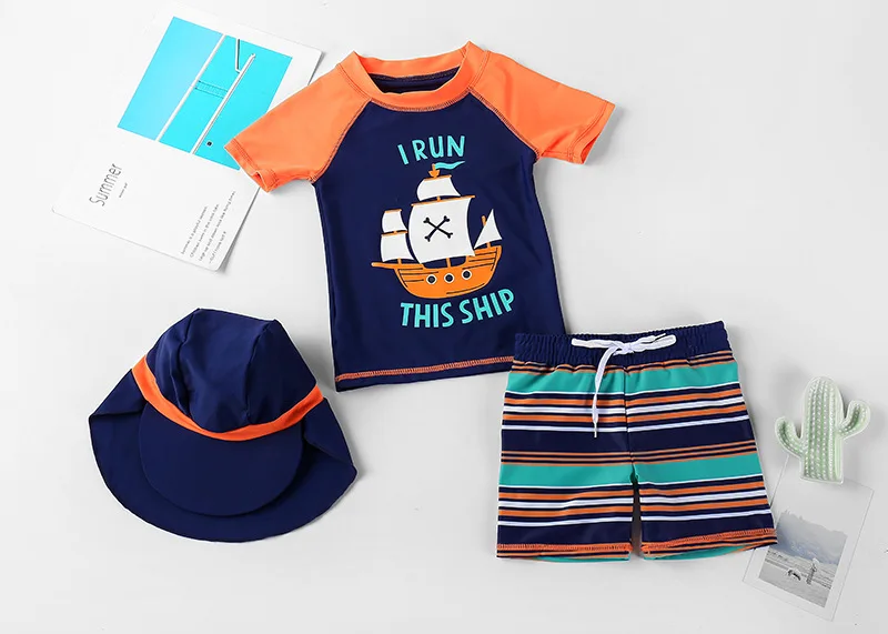 Baby Swimsuit UV Protection Children's Swimwear and Swimming Trunks for Boys 3 Pieces Rash Guard Toddler Boy Bathing Suit Kids