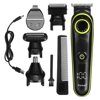 

5 In 1 Multifunctional Electric Lcd Digital Display Hair Clipper Stainless Steel Cutter Head Professional Noise Reduction