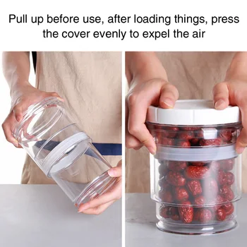 

Easy Clean Vacuum Fresh Preservation Space Saving Kitchen Tool Storage Container Sealed Can Non Slip Telescopic Jar Coffee Beans