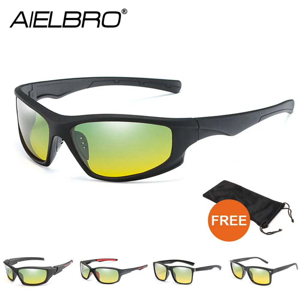 

AIELBRO New Night Vision Glasses for Driving in Driver Goggles Polarized Cycling Sunglasses HD Night Vision Glasses with Bag