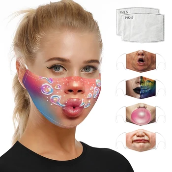 

Respirator Mask Mouth Caps Activated Carbon Filter Digital Printing Dust Protective Mask Mouth Face Masks Reusable Men Women