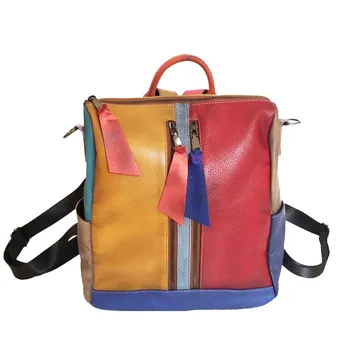 

2020 Fashion Retro Women's Bag Color-Brushed Old Backpack Leather Women's Bag