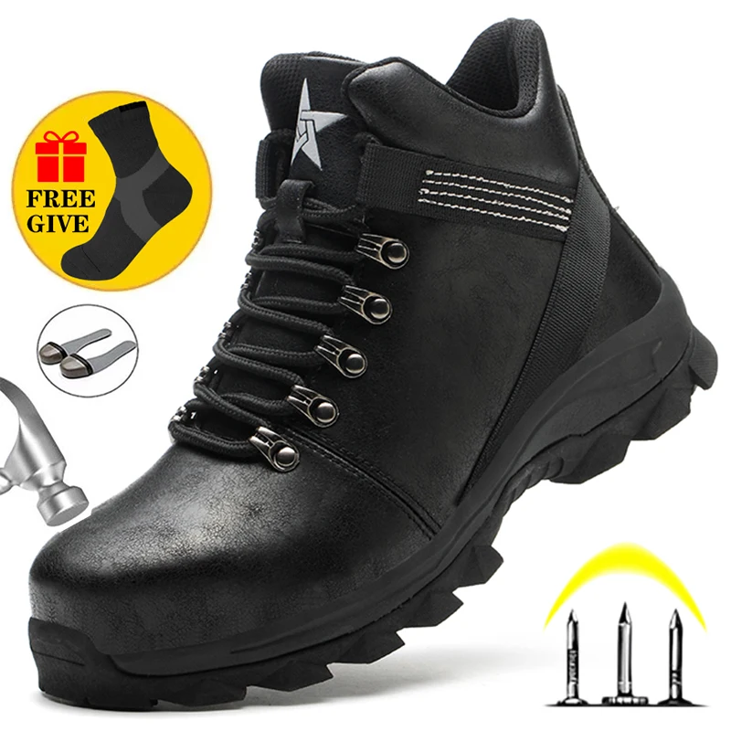 Winter Boots Men Safety Shoes Indestructible Work Shoes Puncture-Proof Work Sneakers Male Steel Toe Safety Boots
