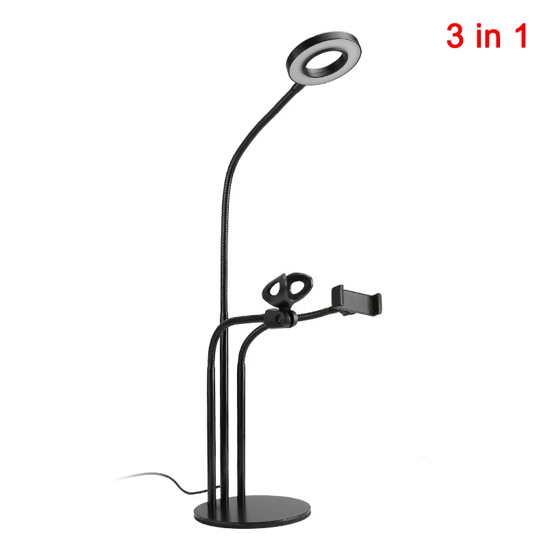 

2 in1 Live Broadcast Stand Cell Phone Holder Teaching support with Selfie Ring Light for Live Stream 3-Level Brightness