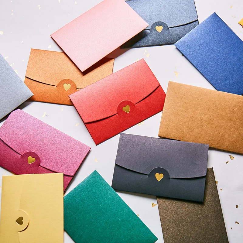 

1Pc Solid Color Kraft Paper Envelope Bronzing Heart Envelope For Wedding Invitation Gifts School Office Stationery Supplies