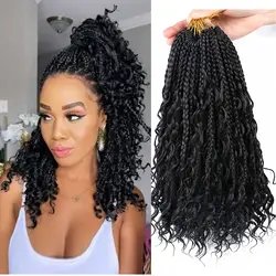SAMBRAID 18 Inch Goddess Box Braids Crochet Hair Bohomian Crochet Box Braids Curly Ends  Crochet Braids Synthetic Braiding Hair