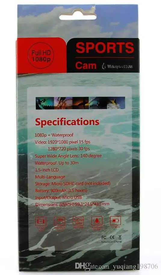 Waterproof 2.0 Inch LCD Screen SJ4000 style 1080P Full HD Camcorders Helmet Sport DV 30M Action Camera VS SJcam DHL Free