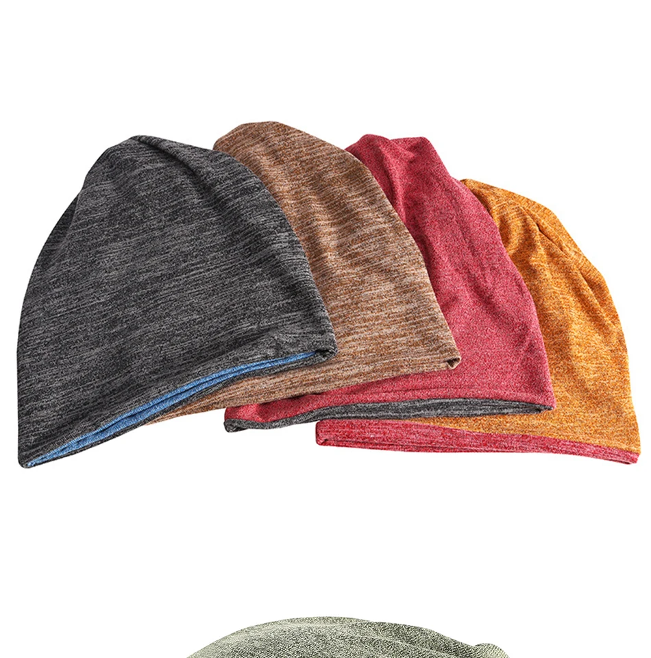 New Women's Ponytail Hat Beanies Cotton Patch Color Double-sided Hats For Women Men Autumn Winter Gorro Feminino Turban Hat skully winter hats