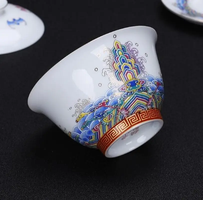 Керамическая эмалированная роспись Gaiwan синий и белый чай Tureen фарфоровая большая