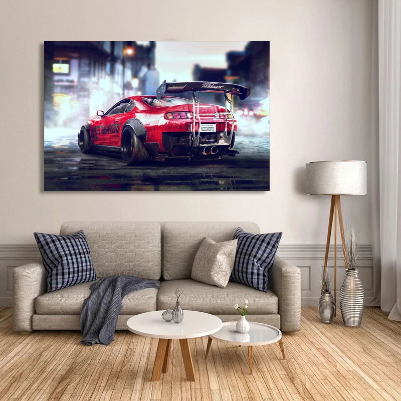 Современные настенные художественные картины на холсте need for speed Toyotas Супра красные гоночные автомобили Картина декор для гостиной плакаты и принты