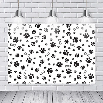

Black Dog Paw Bone Photography Background Baby Shower Children Birthday Party Backdrops for Photo Studio Prop Photo Background