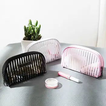

Transparent Striped Cosmetic Bag Waterproof PVC Makeup Pouch Portable Toiletry Travel Bag Sundries Container Bathing Organizer
